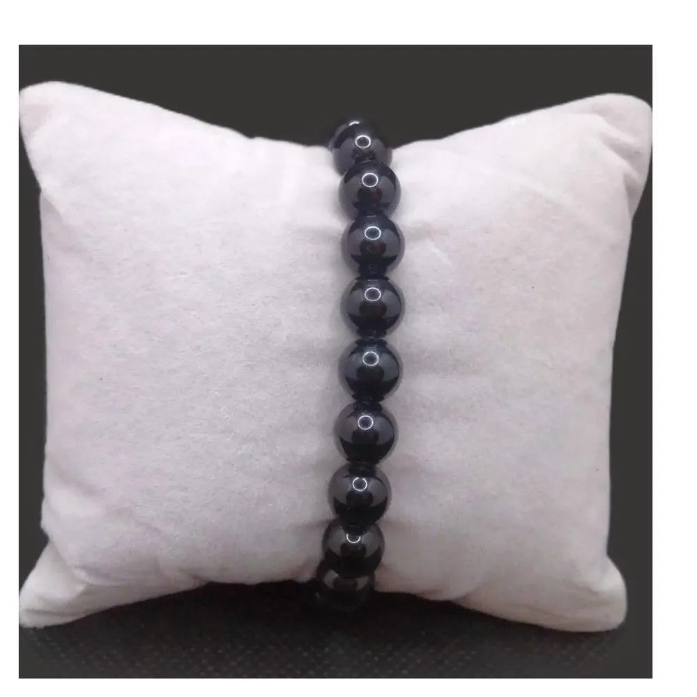 Black Obsidian Beaded Bracelet 8mm Gemstones Unisex Boho Casual Stretchy NEW